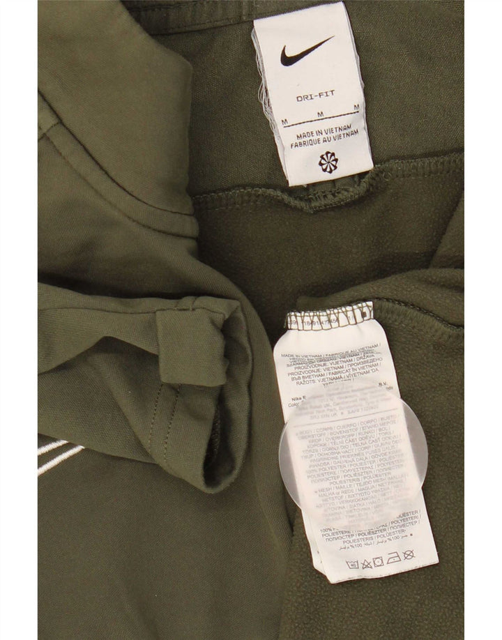 Мужская футболка Nike Dri Fit с воротником на молнии и длинными рукавами, цвет хаки, цвет хаки, средний цвет