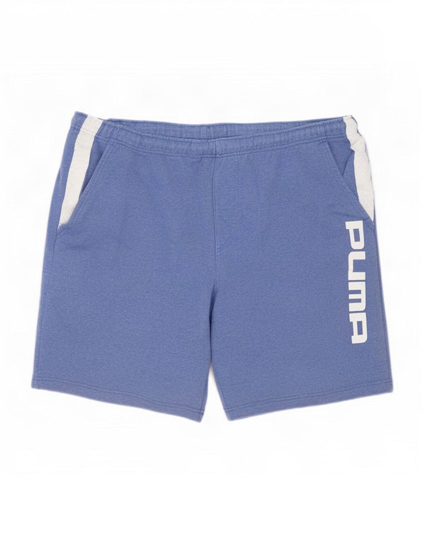 Мужские спортивные шорты Puma с графическим рисунком XL, синие, хлопок с цветными блоками
