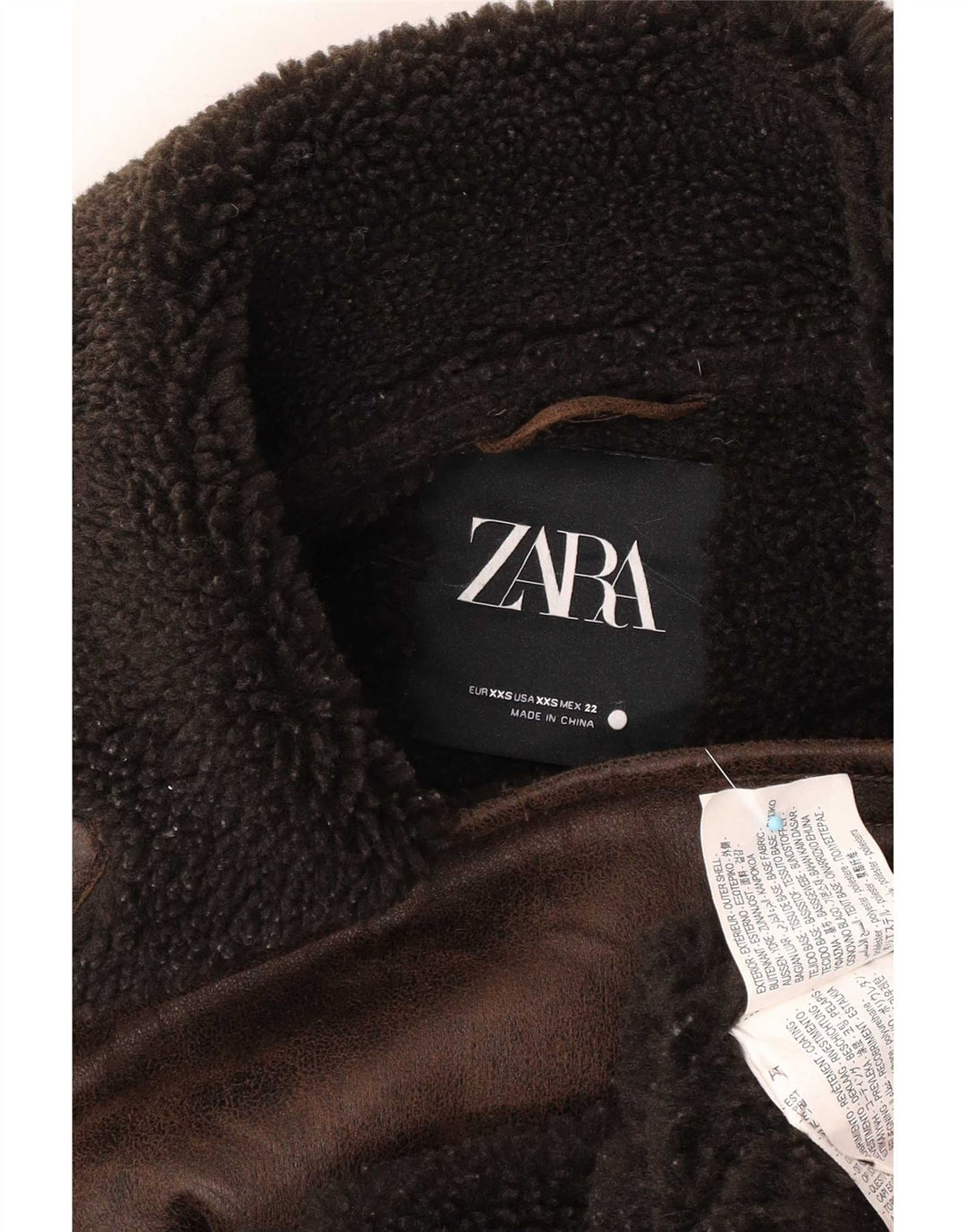 Женская куртка оверсайз из шерпы Zara UK 2 2XS Коричневая полиэстер