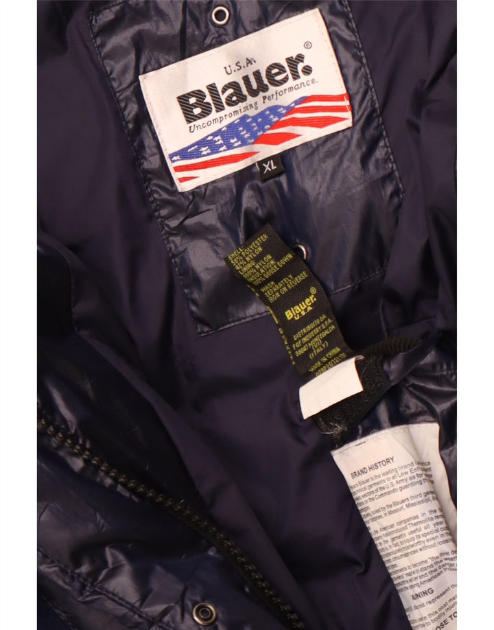 Женское стеганое пальто с капюшоном Blauer UK 18 XL, темно-синий, полиэстер