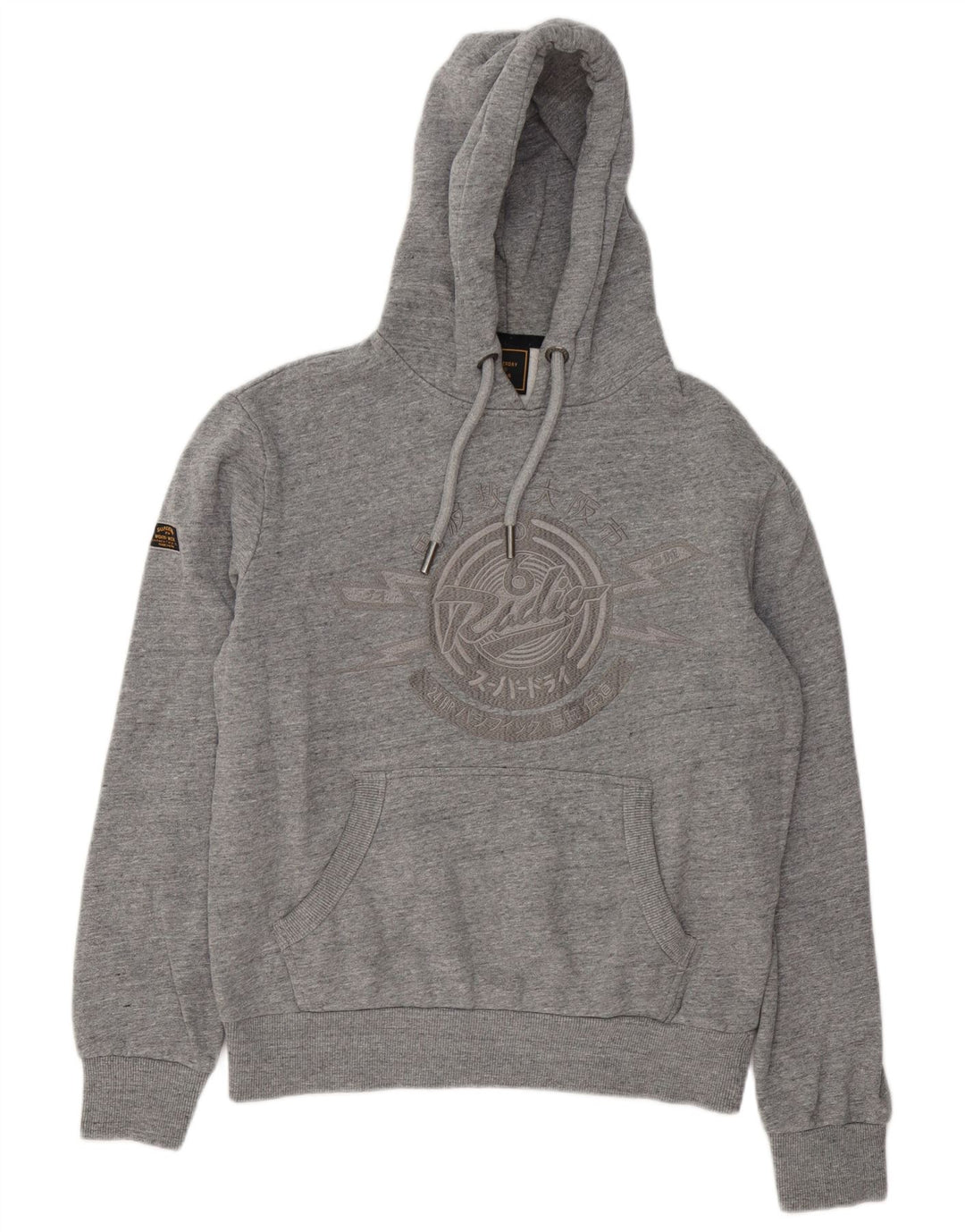 Мужской джемпер с капюшоном Superdry с рисунком, средний серый хлопок в крапинку