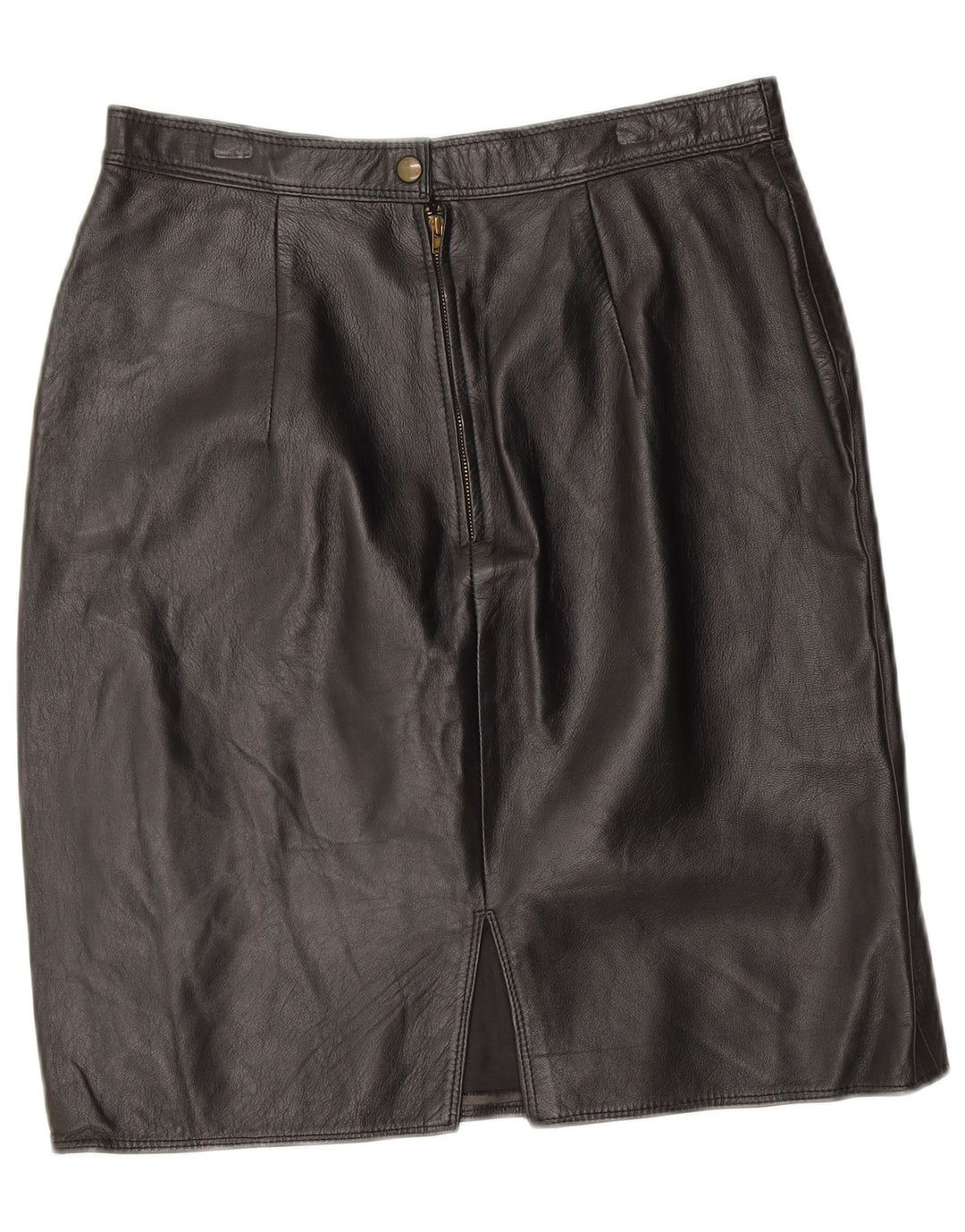 ВИНТАЖНАЯ Женская кожаная юбка W30, черная кожа среднего размера