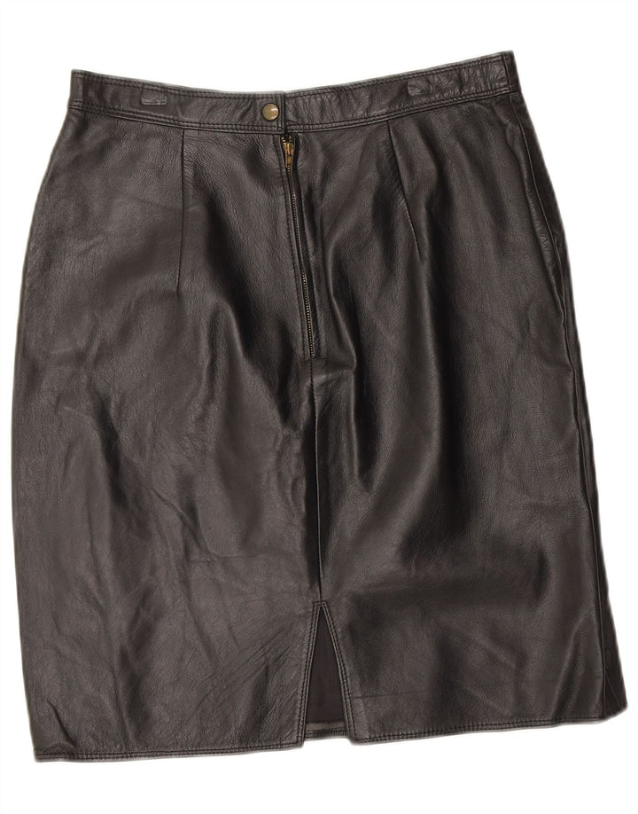 ВИНТАЖНАЯ Женская кожаная юбка W30, черная кожа среднего размера