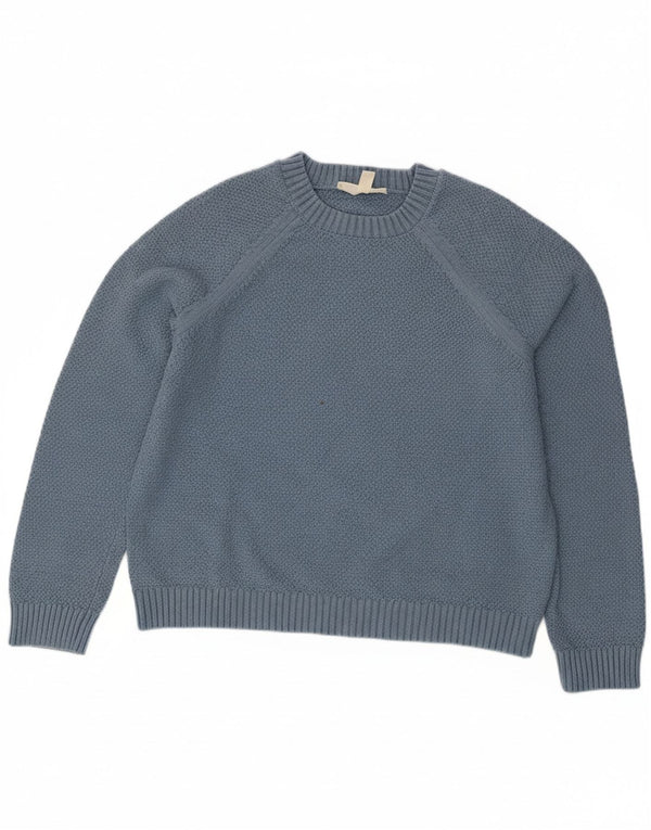 SEASALT Womens Crew Neck Jumper Sweater UK 14 Large  Blue Cotton