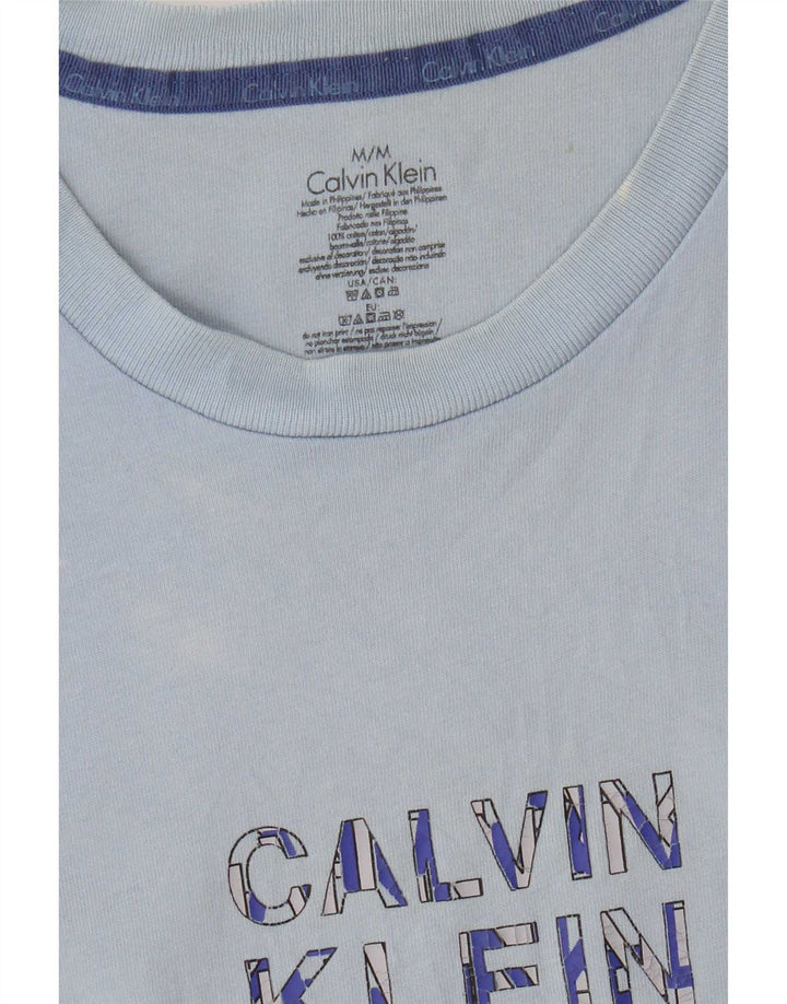 Мужская футболка с рисунком Calvin Klein, хлопковый топ среднего синего цвета