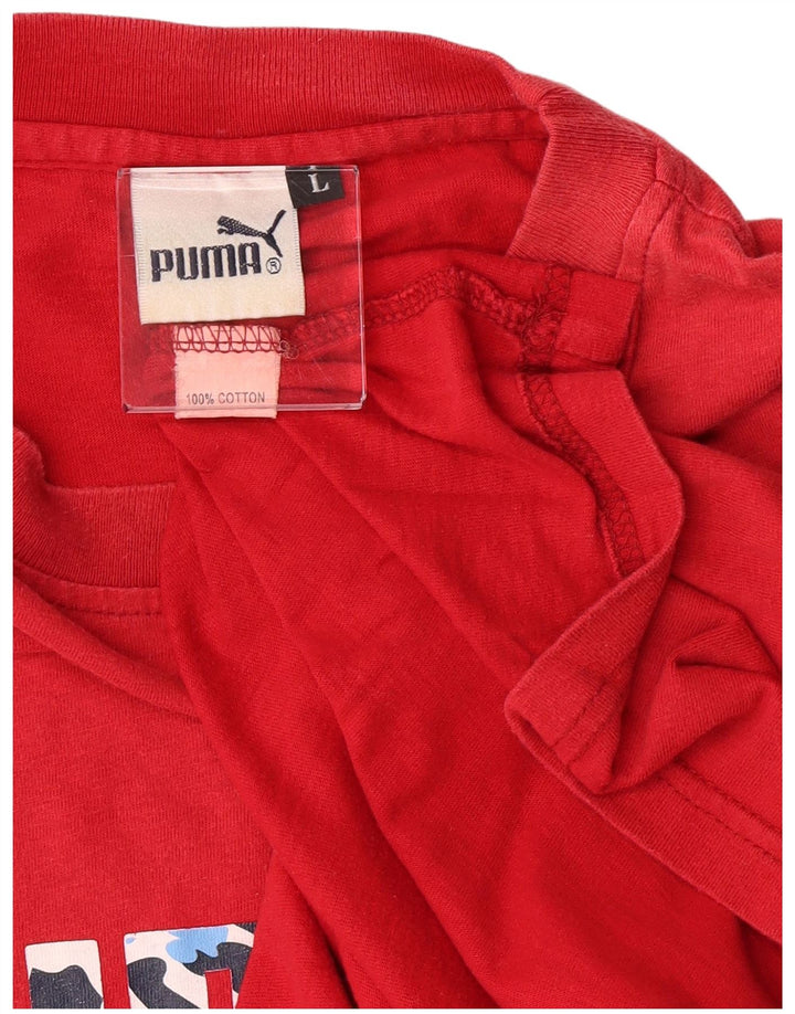 Мужская футболка с рисунком Puma, большой красный хлопок