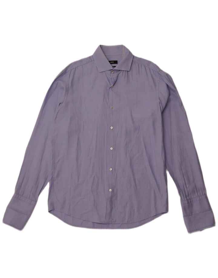 Мужская деловая рубашка обычного кроя Hugo Boss, размер 39 15 1/2, средний синий