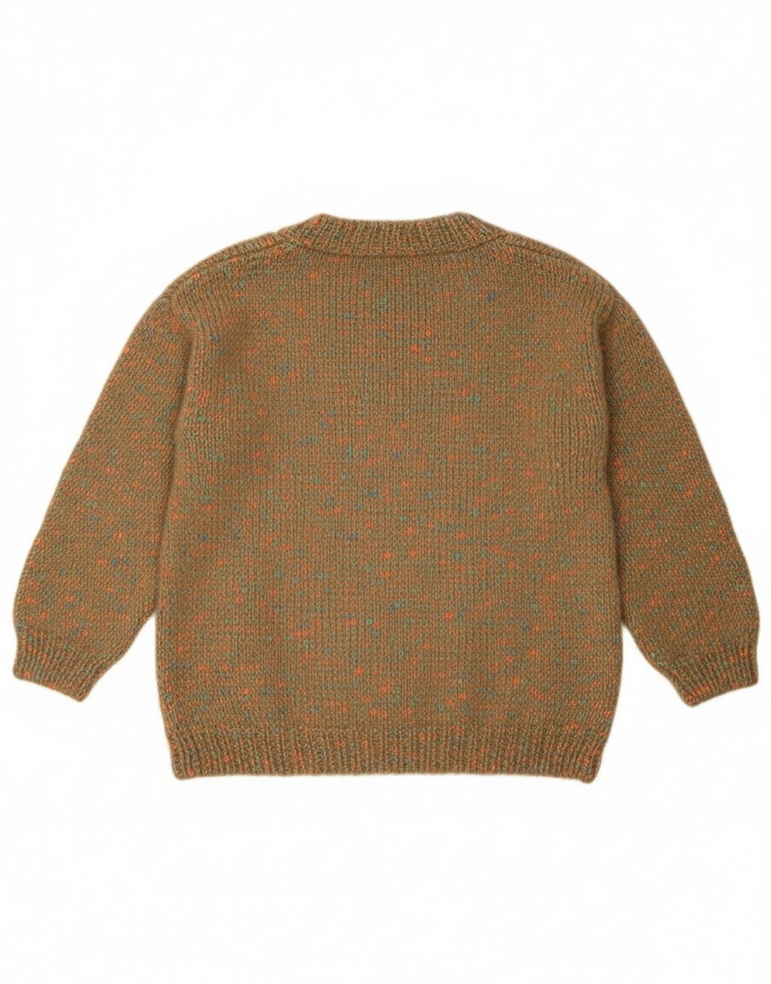 Винтажный женский джемпер с круглым вырезом, Великобритания, 12, средний зеленый в крапинку