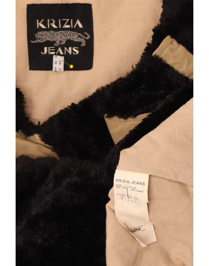 Женское пальто Krizia Jeans UK 16, большой размер, бежевый, полиэстер с цветными блоками