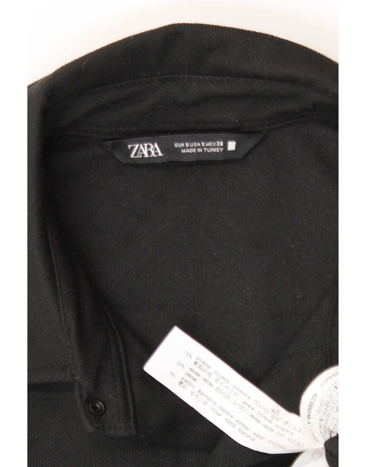 Мужская рубашка-рубашка Zara, маленькая, черная, из полиэстера