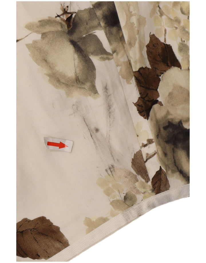 COAST Женская юбка-трапеция UK 10, маленькая W28, белый хлопок с цветочным принтом