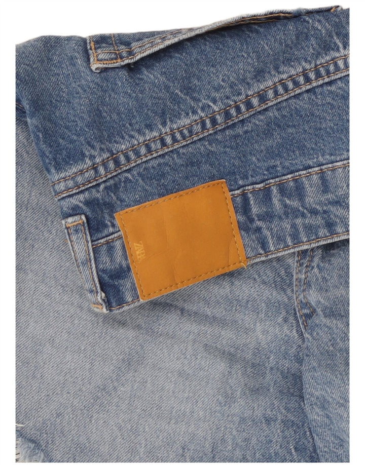 Женские джинсовые шорты с высокой талией Zara W30, средний синий