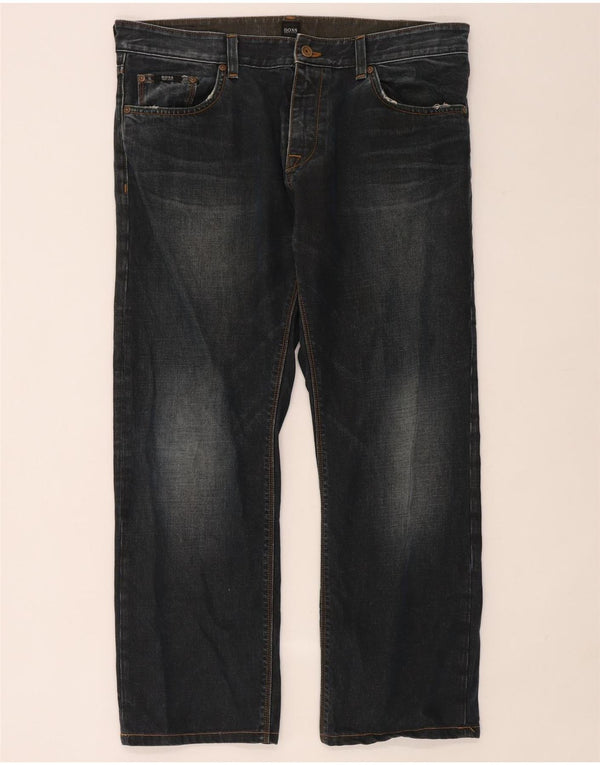 Мужские прямые джинсы Hugo Boss W38 L32 темно-синие, хлопок