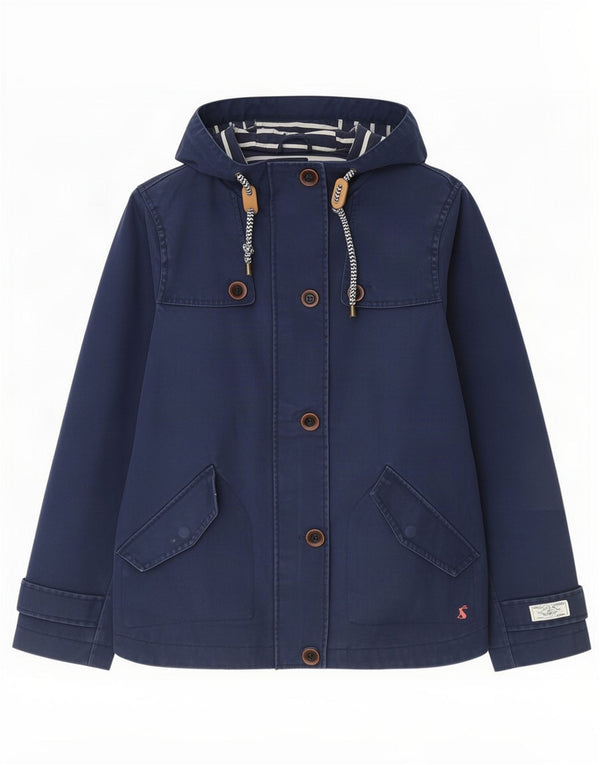 Женская дождевик с капюшоном Joules UK 8, маленький темно-синий, хлопок