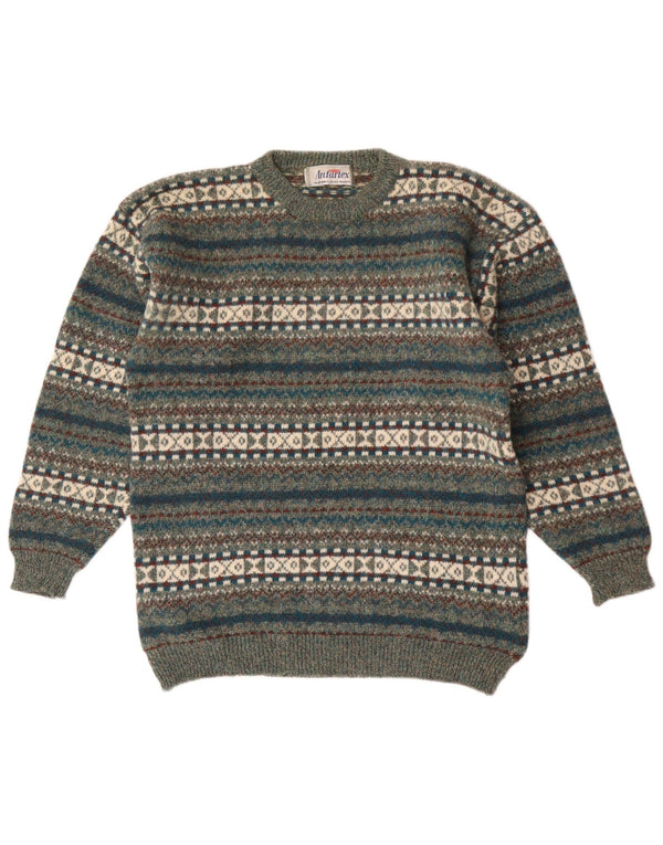 Мужской джемпер Antartex с круглым вырезом, свитер XL, зеленый, шерсть Fair Isle