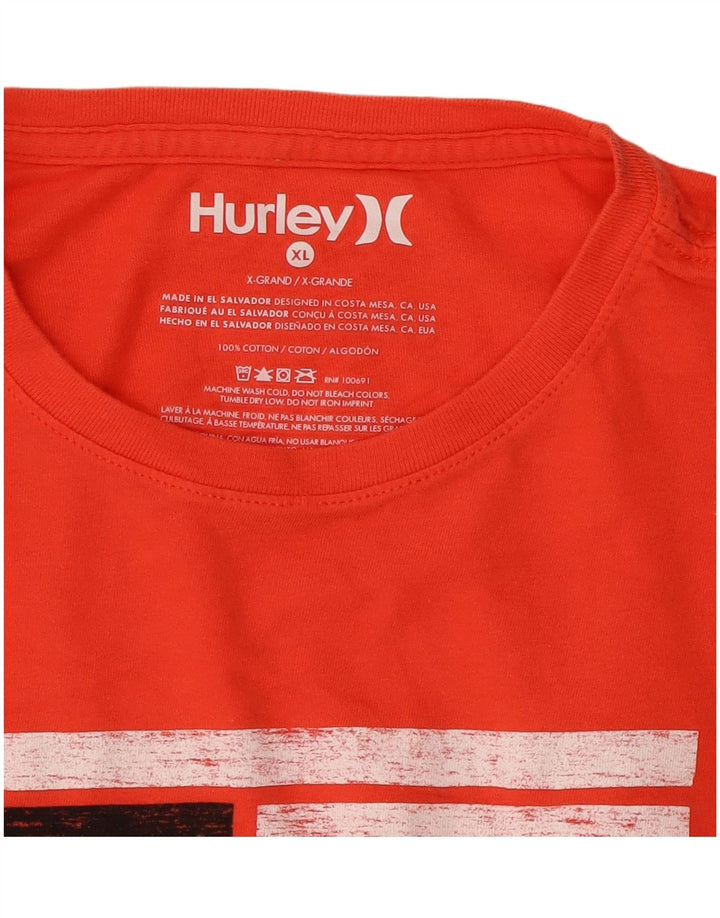 Футболка с рисунком для мальчиков Hurley, топ 13–14 лет, XL, красный хлопок