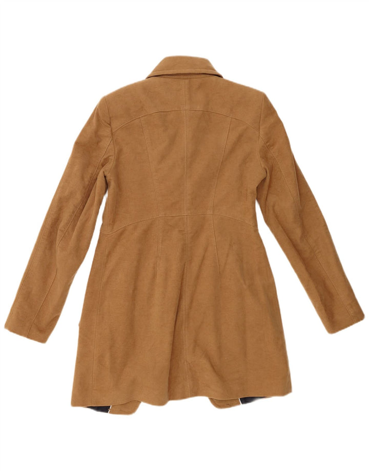 Женское двубортное пальто Zara UK 12, средний цвет, бежевый хлопок