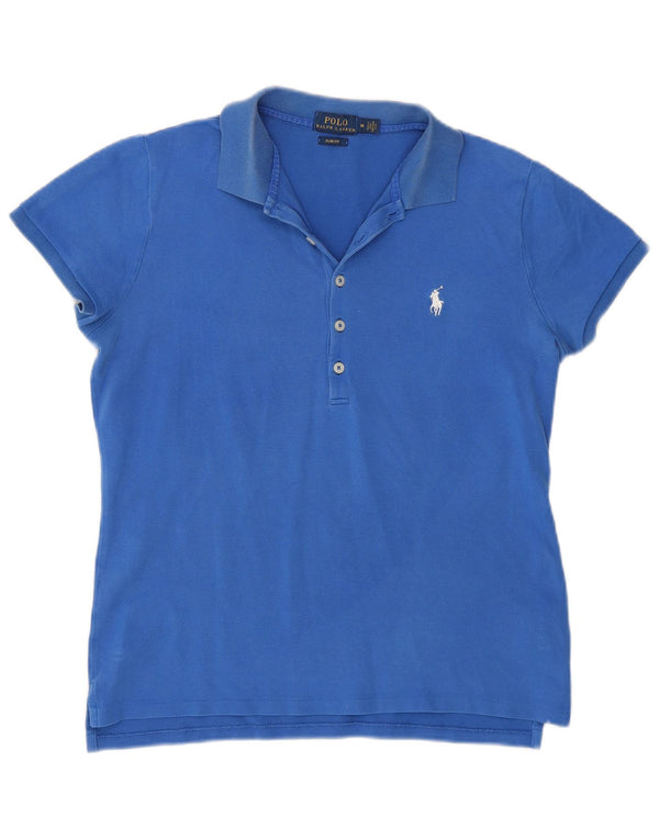 Женская рубашка поло приталенного кроя Polo Ralph Lauren, Великобритания 14, средний синий хлопок