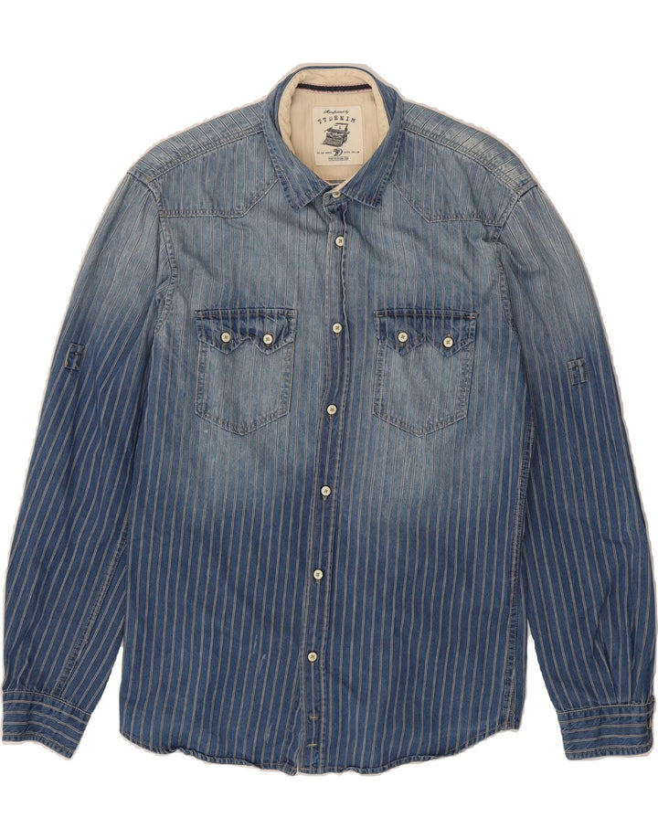 TOM TAILOR Mens Shirt Large Blue Striped Cotton Vintage Tom Tailor and Second-Hand Tom Tailor from Messina Hembry 