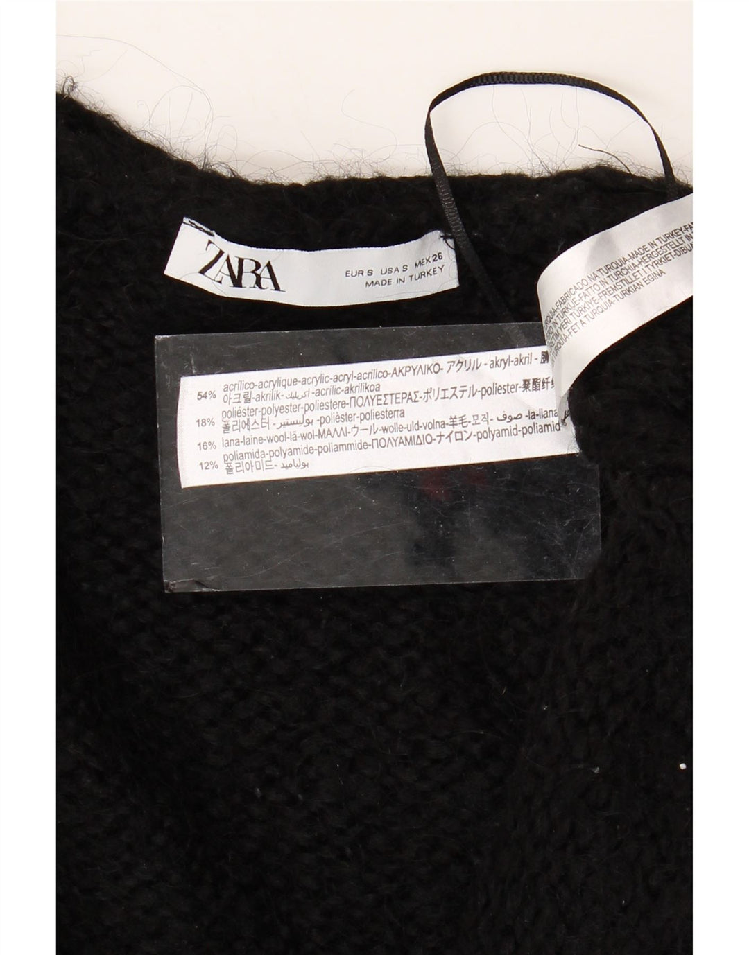 Женский удлиненный открытый кардиган оверсайз ZARA UK 10, маленький черный цвет