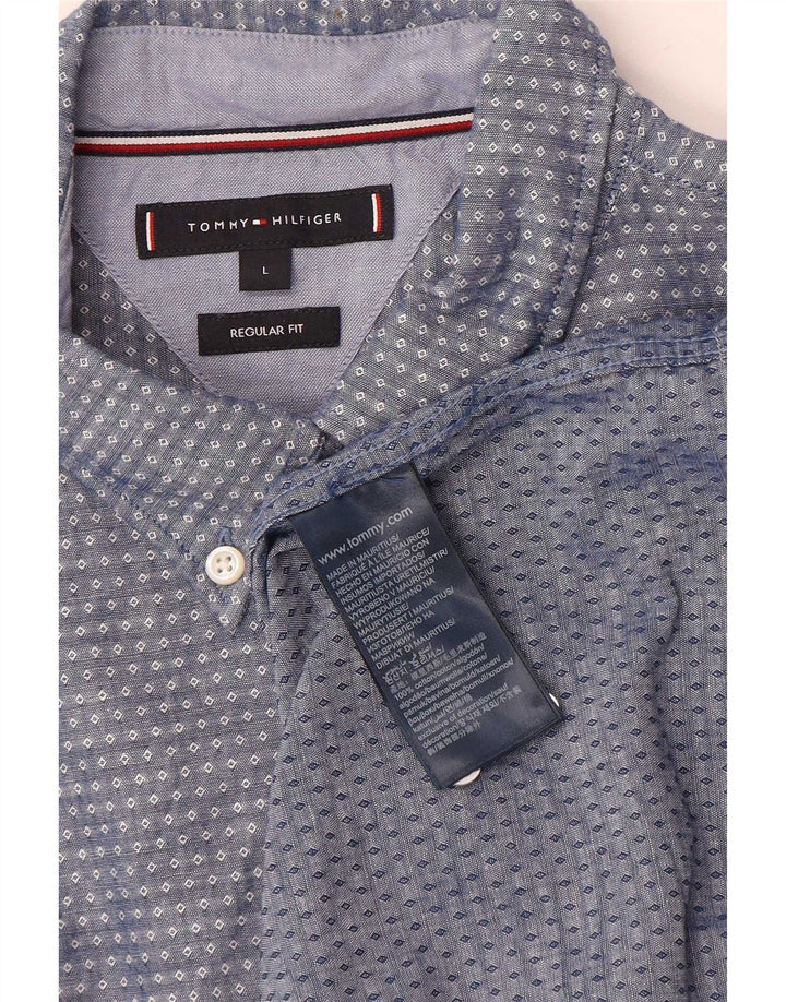 Мужская рубашка стандартного кроя Tommy Hilfiger, большой синий пятнистый хлопок