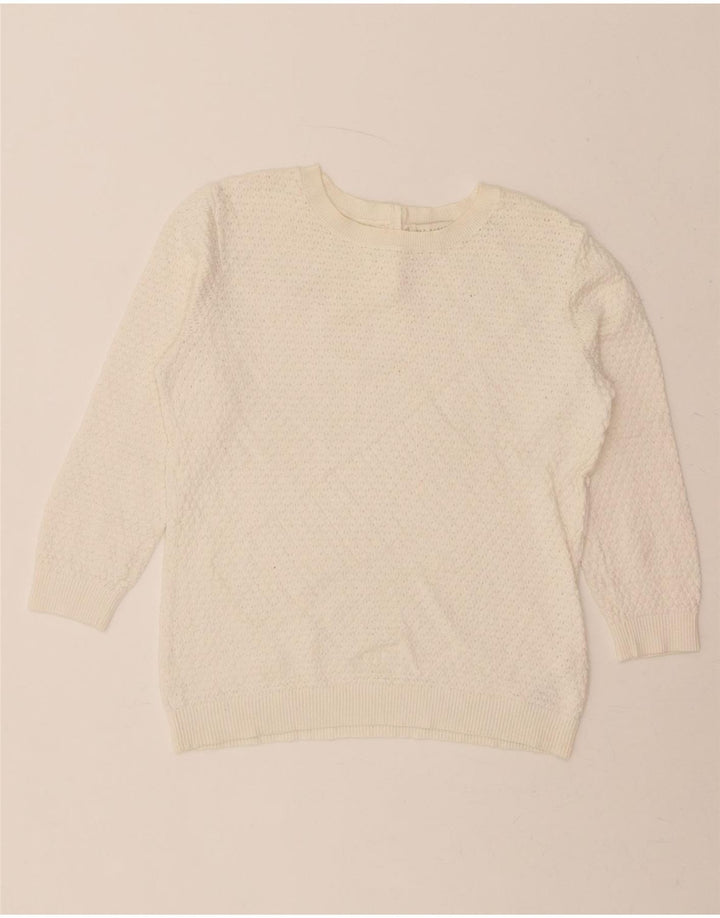 TED BAKER Womens 3/4 Sleeve Crew Neck Jumper Sweater Size 2 Small White Vintage Ted Baker and Second-Hand Ted Baker from Messina Hembry 