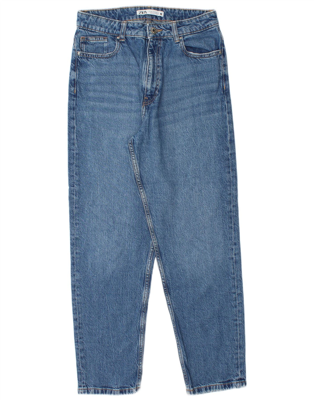 Женские зауженные джинсы с высокой талией ZARA EU 38, маленькие W28 L28, синие