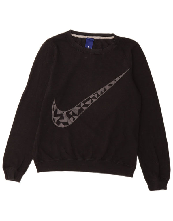 Женский свитер с рисунком NIKE UK 14, средний черный хлопковый свитер