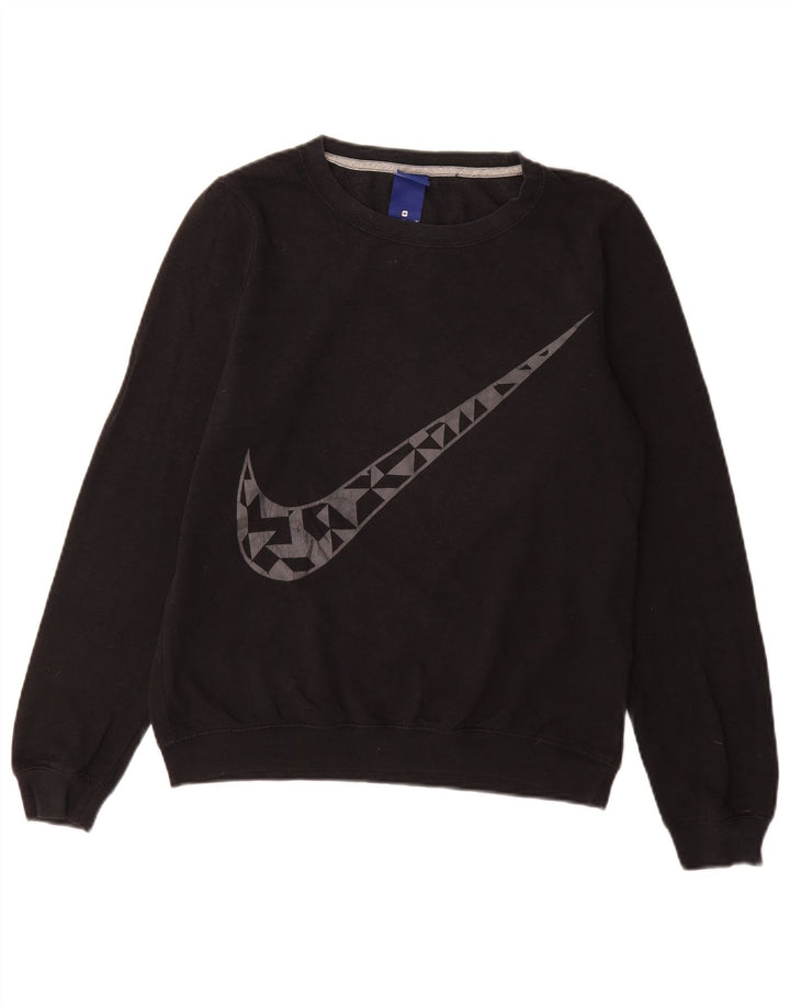 Женский свитер с рисунком NIKE UK 14, средний черный хлопковый свитер