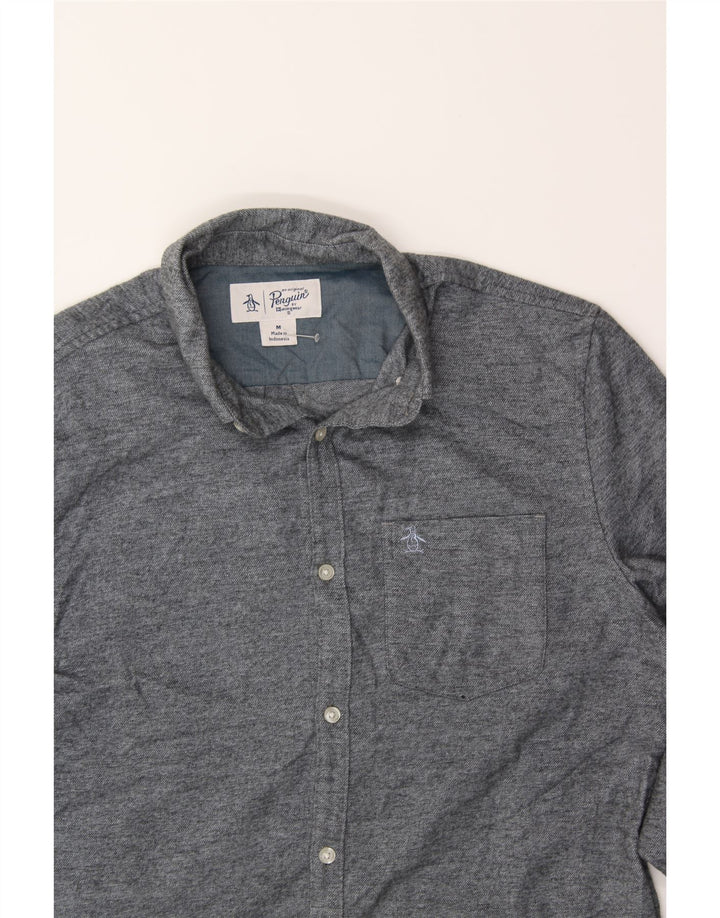 PENGUIN Mens Flannel Shirt Medium Grey Cotton Vintage Penguin and Second-Hand Penguin from Messina Hembry 