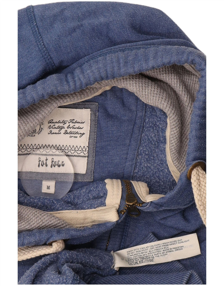 Мужской свитер с капюшоном на молнии Fat Face, хлопок среднего синего цвета