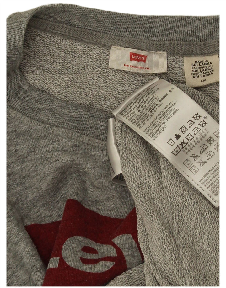 Женский свитер с рисунком Levi's, толстовка UK 16, большой размер, серый хлопок