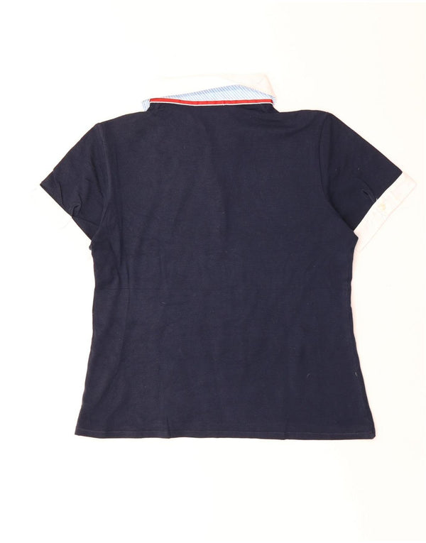 Женская рубашка-поло для яхтинга и регби Paul & Shark, Великобритания, 18 XL, темно-синяя, хлопковая