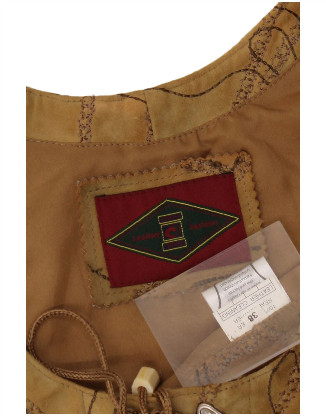 ВИНТАЖНЫЙ женский замшевый жилет EU 38 средний коричневый кожаный с цветочным принтом