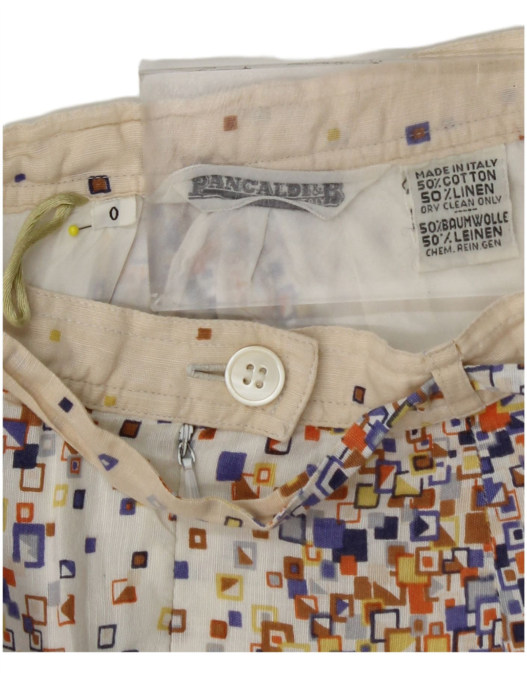 PANCALDI & B Женский комплект из 2 юбок UK 4 XS W24 Бежевый хлопок с геометрическим рисунком