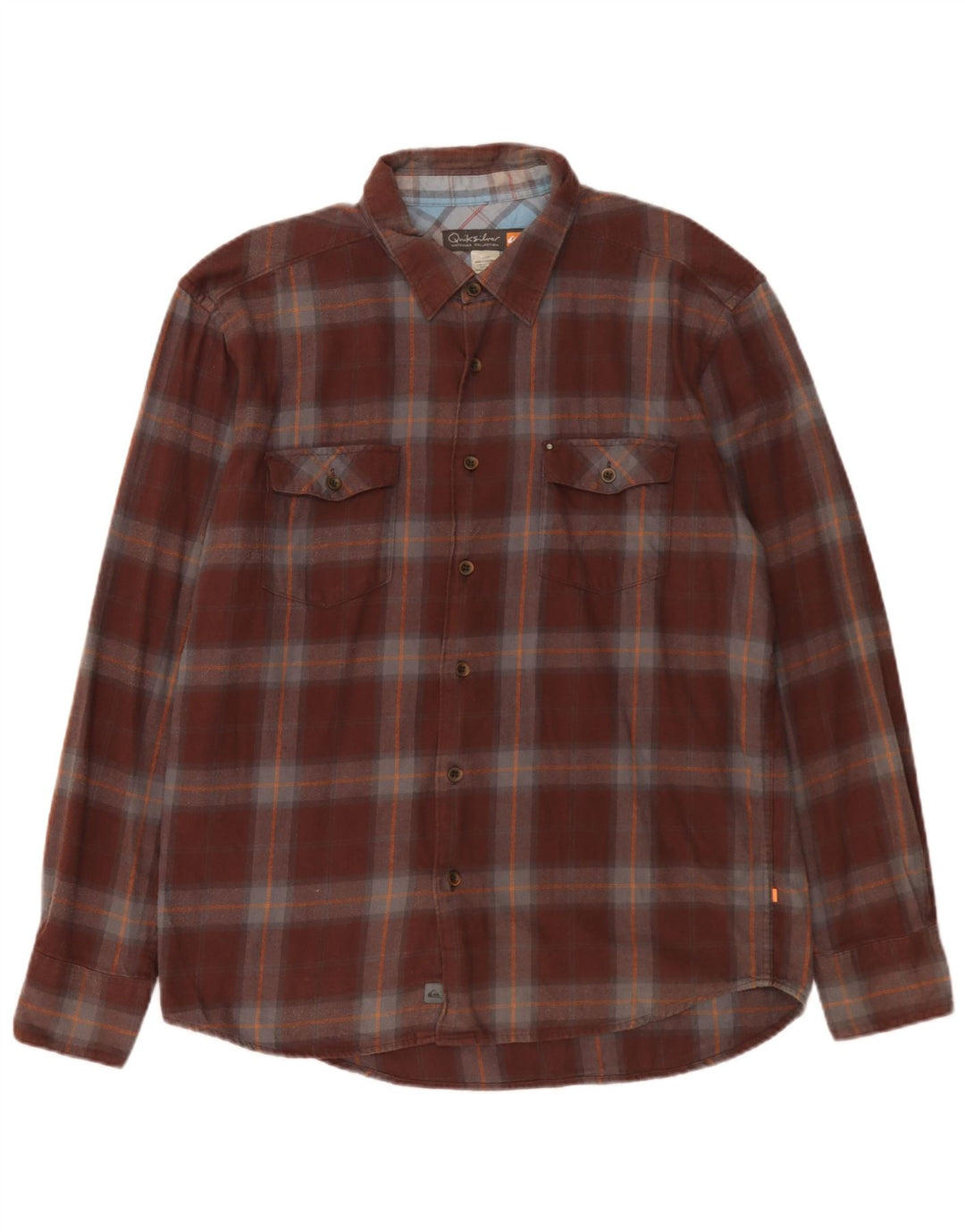 Мужская фланелевая рубашка Quiksilver, хлопковая большая коричневая клетка