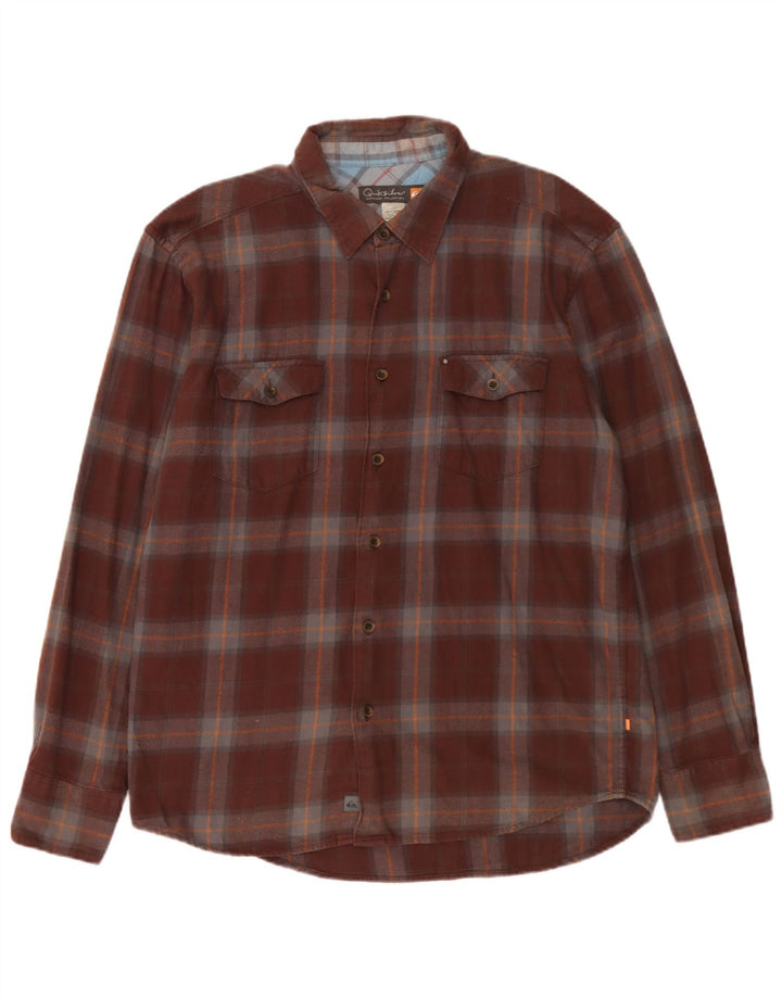 Мужская фланелевая рубашка Quiksilver, хлопковая большая коричневая клетка