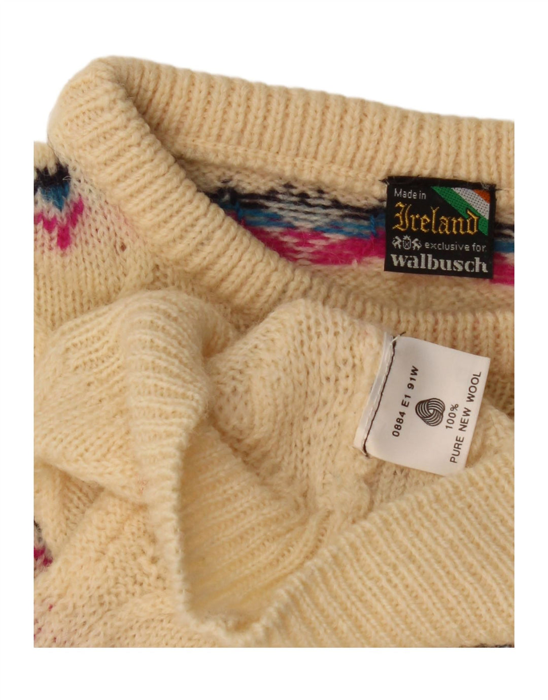 Женский свитер WALBUSCH с высоким воротником, Великобритания, 16, большой, бежевый, Fair Isle