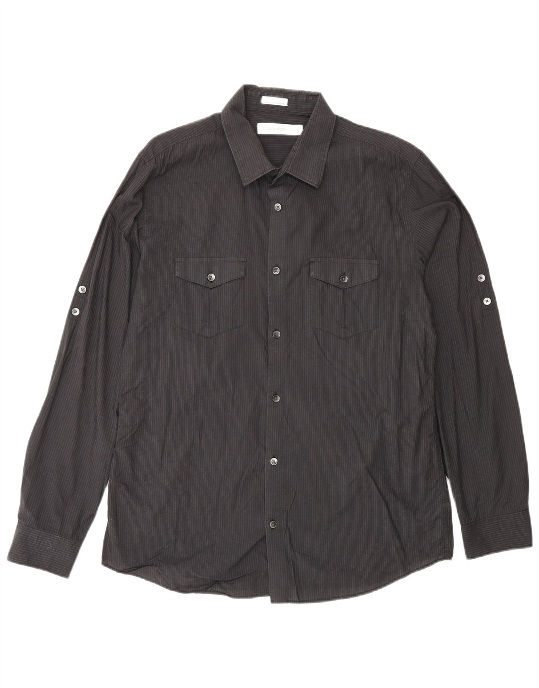 CALVIN KLEIN Мужская рубашка из хлопка в черную полоску среднего размера