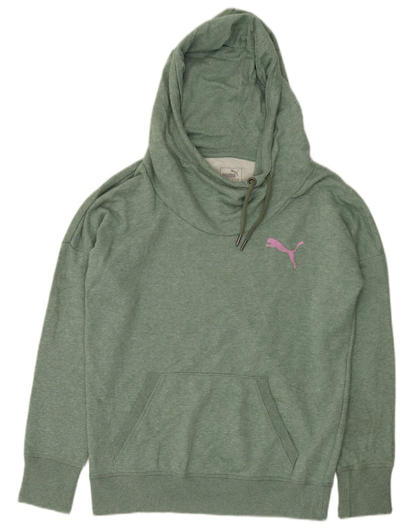 Женский джемпер с капюшоном Puma UK 18 XL, зеленый хлопок с крапинками