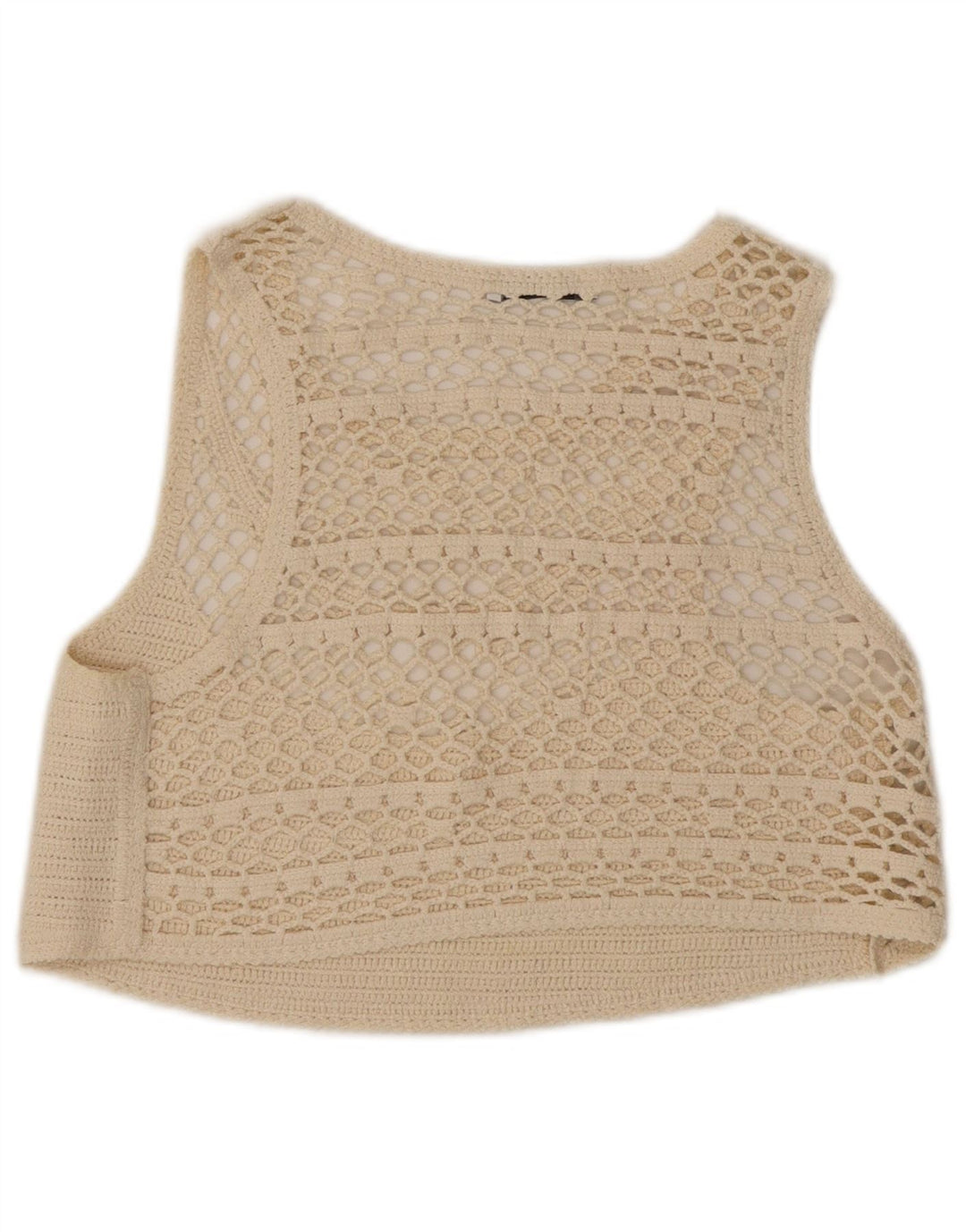 ZARA Womens Crop Crochet Blouse Top UK 10 Small Off White