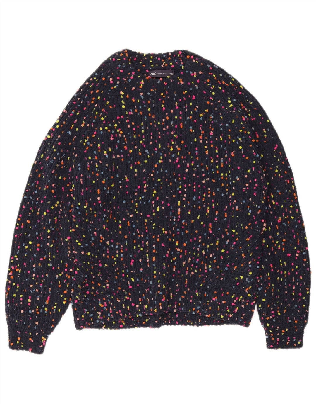 Женский джемпер с круглым вырезом MARKS & SPENCER UK 12, средний темно-синий