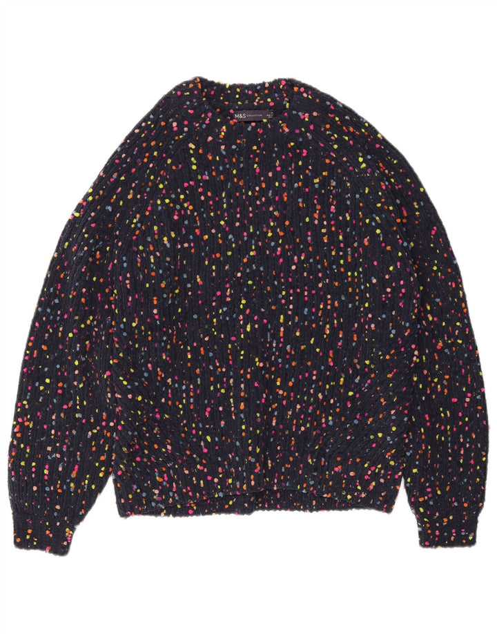 Женский джемпер с круглым вырезом MARKS & SPENCER UK 12, средний темно-синий