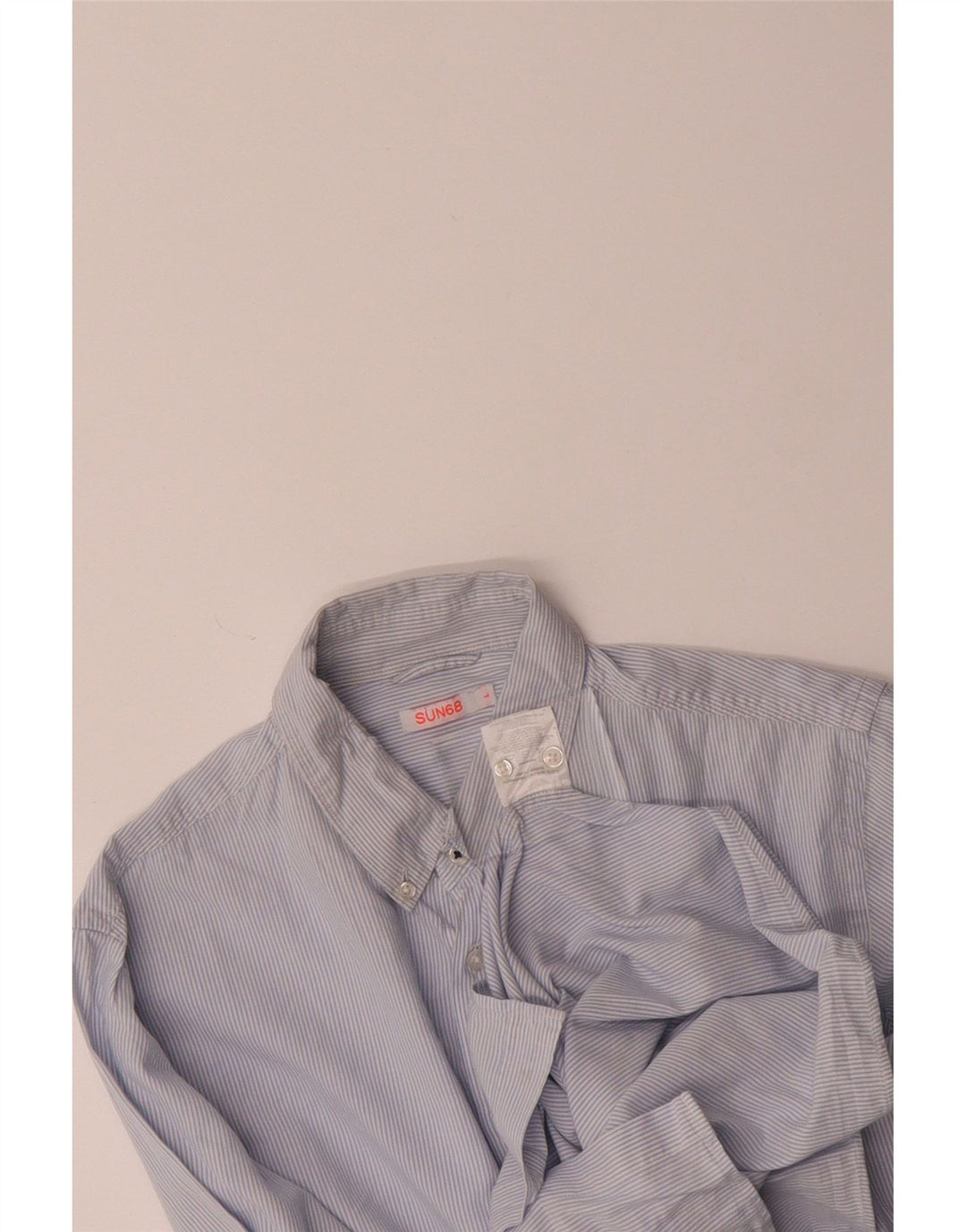 SUN68 Mens Shirt Large Blue Pinstripe Cotton