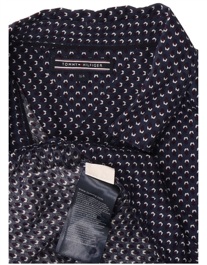 TOMMY HILFIGER Рубашка с абстрактным узором для мальчиков 13–14 лет, темно-синяя, хлопковая