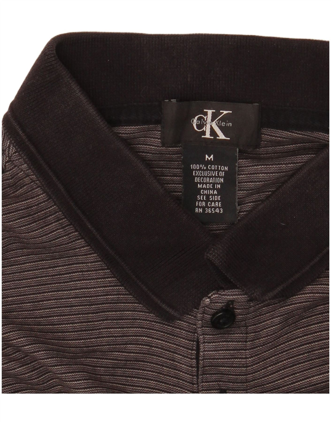 CALVIN KLEIN Мужская рубашка-поло среднего серого цвета в тонкую полоску, хлопок