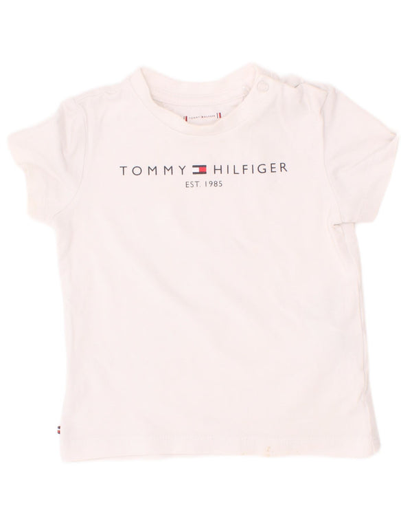 Футболка с рисунком Tommy Hilfiger для мальчиков, топ 9–12 месяцев, белый хлопок