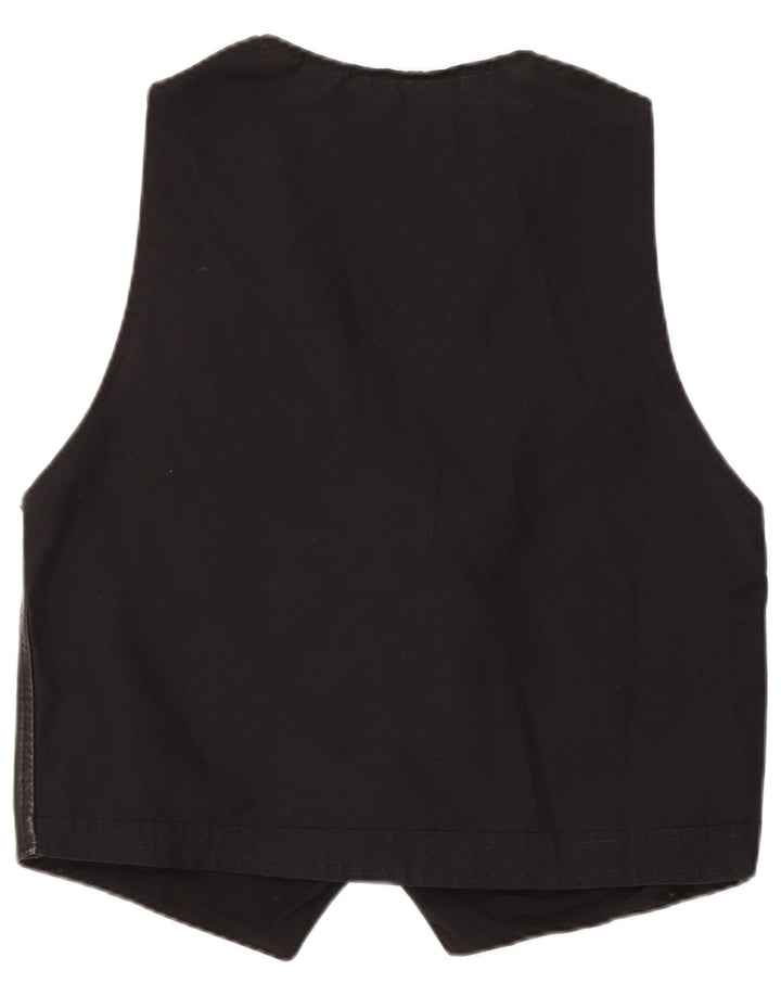 Винтажный мужской кожаный жилет среднего черного цвета