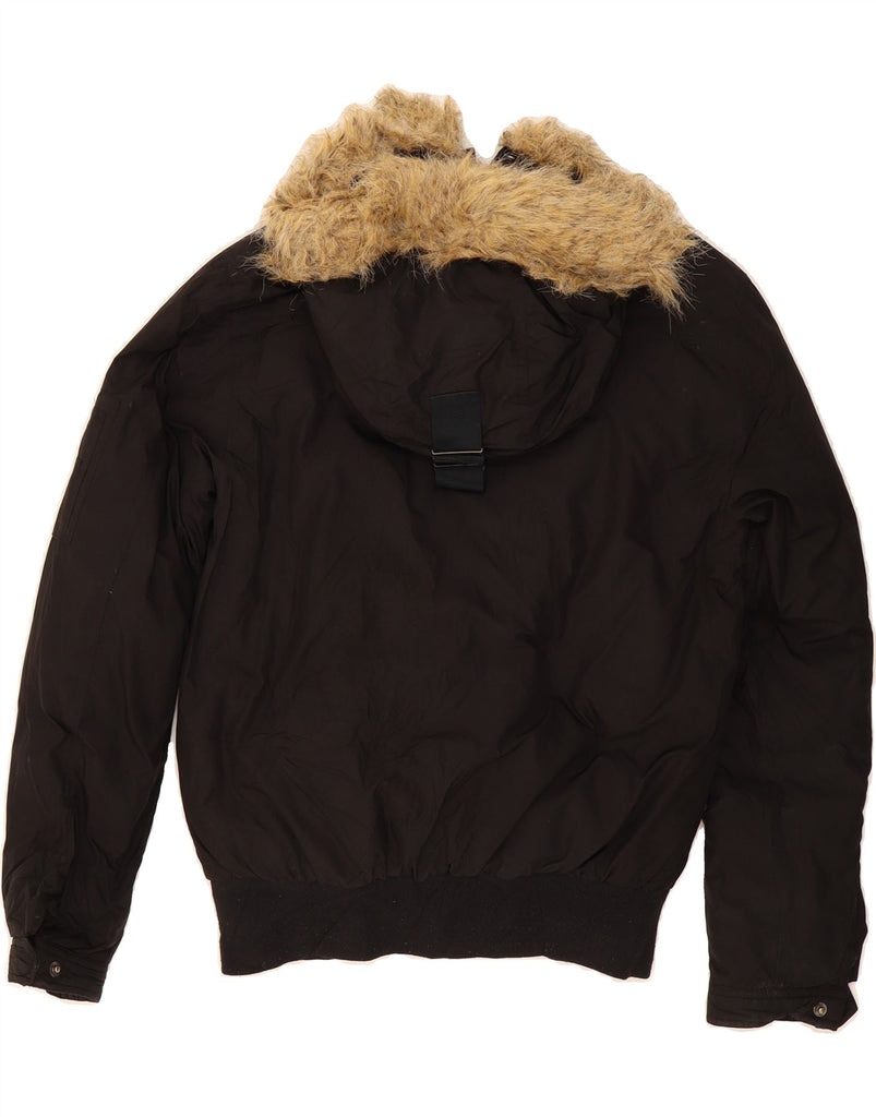 RALPH LAUREN Womens Hooded Padded Bomber Jacket UK 6 XS Black Polyester Vintage Ralph Lauren and Second-Hand Ralph Lauren from Messina Hembry 