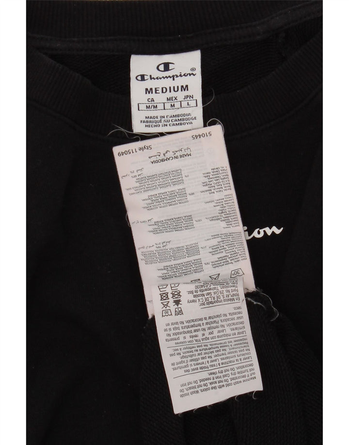 CHAMPION Womens Graphic Sweatshirt Jumper UK 12 Medium Black Colourblock Vintage Champion and Second-Hand Champion from Messina Hembry 